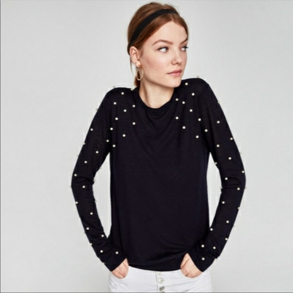 Zara Tops - NWOT Zara pearl sleeve sweater